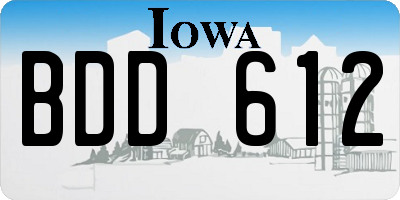 IA license plate BDD612
