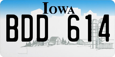 IA license plate BDD614
