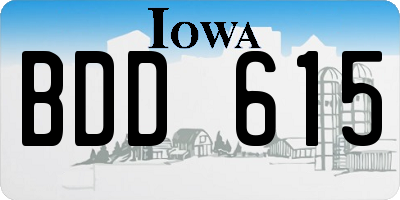 IA license plate BDD615
