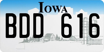 IA license plate BDD616