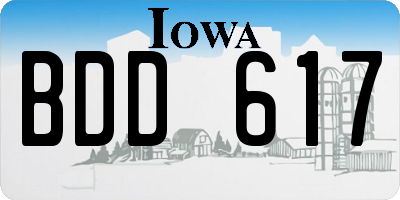 IA license plate BDD617