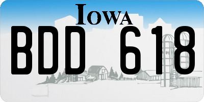 IA license plate BDD618