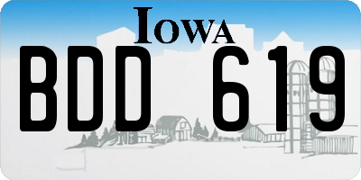 IA license plate BDD619