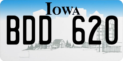 IA license plate BDD620