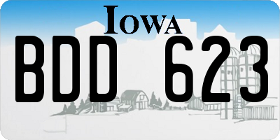 IA license plate BDD623