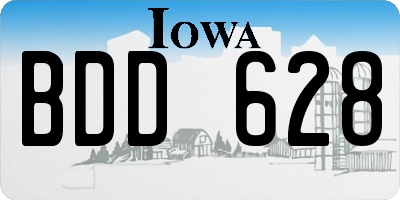 IA license plate BDD628