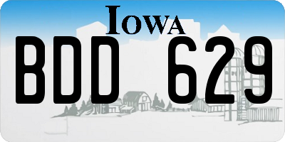 IA license plate BDD629