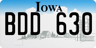 IA license plate BDD630