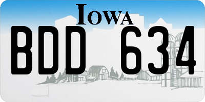 IA license plate BDD634