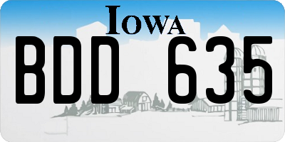 IA license plate BDD635