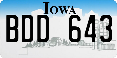 IA license plate BDD643