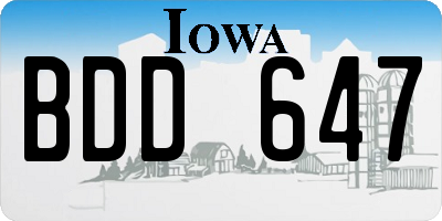 IA license plate BDD647