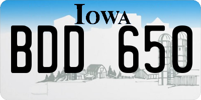 IA license plate BDD650