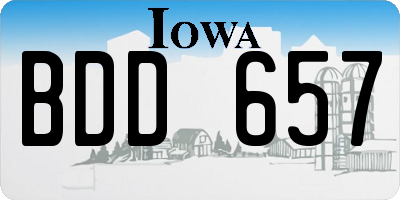 IA license plate BDD657
