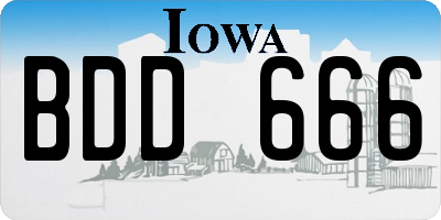 IA license plate BDD666