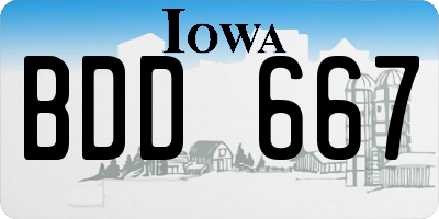 IA license plate BDD667