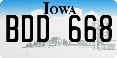 IA license plate BDD668