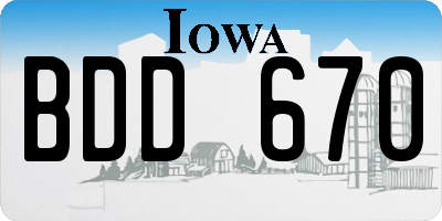 IA license plate BDD670