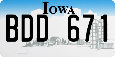 IA license plate BDD671