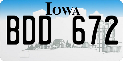 IA license plate BDD672