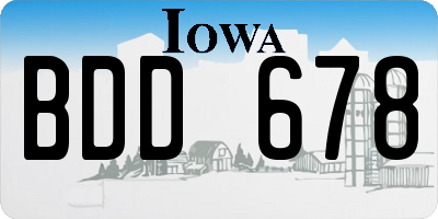 IA license plate BDD678