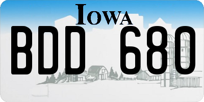 IA license plate BDD680
