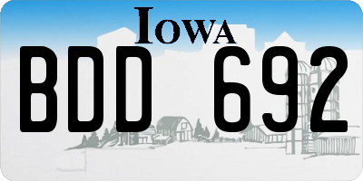 IA license plate BDD692