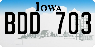 IA license plate BDD703