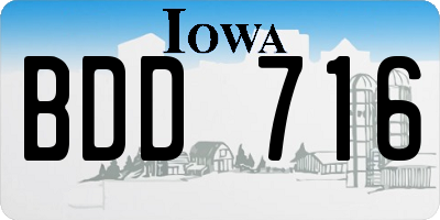 IA license plate BDD716