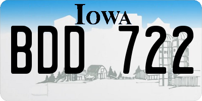 IA license plate BDD722