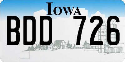 IA license plate BDD726