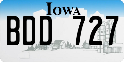 IA license plate BDD727