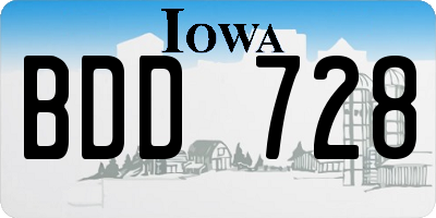 IA license plate BDD728