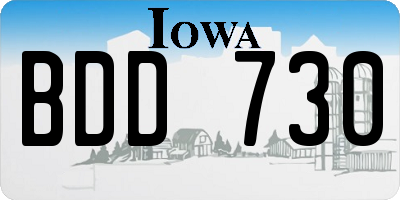 IA license plate BDD730