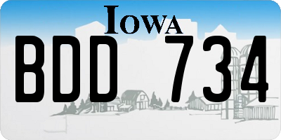 IA license plate BDD734