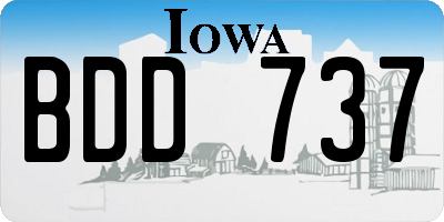 IA license plate BDD737