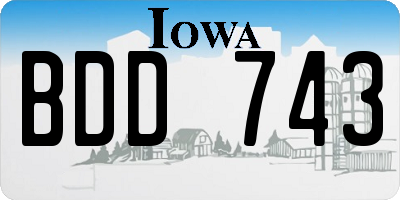 IA license plate BDD743