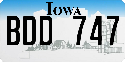 IA license plate BDD747