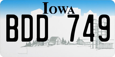 IA license plate BDD749