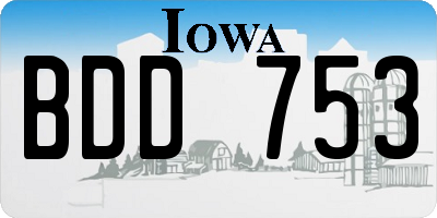 IA license plate BDD753
