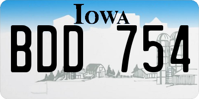 IA license plate BDD754