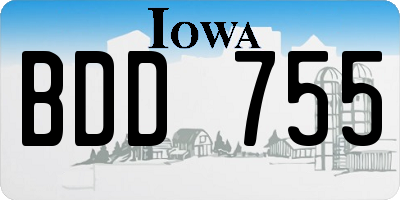 IA license plate BDD755