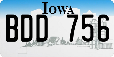 IA license plate BDD756