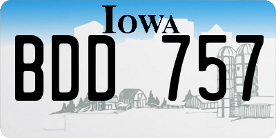 IA license plate BDD757