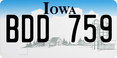 IA license plate BDD759