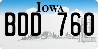 IA license plate BDD760