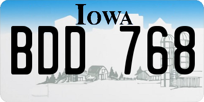 IA license plate BDD768