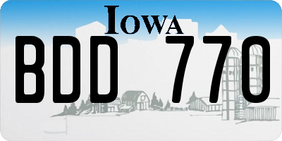 IA license plate BDD770