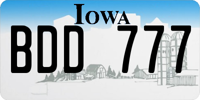 IA license plate BDD777