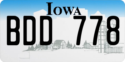 IA license plate BDD778